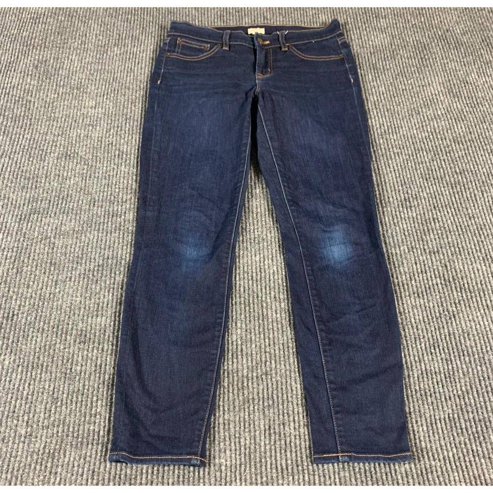 J Crew Jeans Womens 26 Blue Denim Stretch Skinny Dark Wash 28x26 Mid Rise City